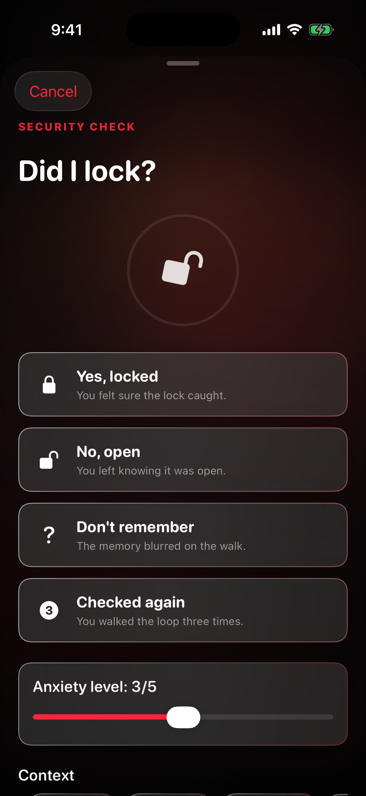 Porchloom security check asking Did I lock
